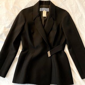 Womens Designer Skirt + Blazer🖤 Black wool Size 6